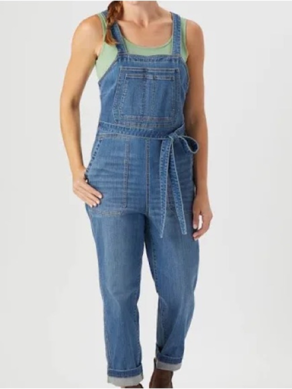 Duluth Trading Shop Square Jean Overall Jumpsuit Overalls Womens 18 Tie Denim